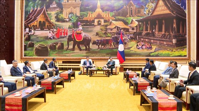 Thủ tướng Chính phủ Lào Sonexay Siphandone tiếp Đoàn đại biểu cấp cao Kiểm toán nhà nước Việt Nam. Ảnh: Văn Phiên/PV TTXVN tại Lào