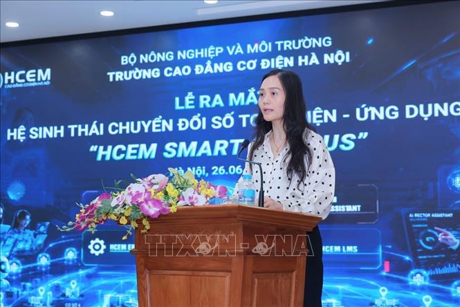 Phó Vụ trưởng Vụ tổ chức cán bộ (Bộ Nông nghiệp và Môi trường) Trần Thị Hoà phát biểu. Ảnh: Hoàng Hiếu - TTXVN