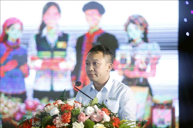 Phó Giám đốc Trung tâm Khuyến nông Quốc gia Cao Minh Tuấn phát biểu. Ảnh: Quang Quyết - TTXVN