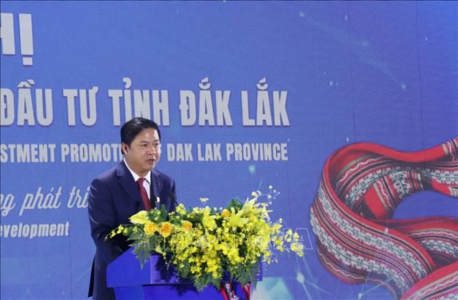 Ông Lương Nguyễn Minh Triết, Bí thư Tỉnh ủy Đắk Lắk phát biểu tại hội nghị. Ảnh: Ngọc Minh - TTXVN