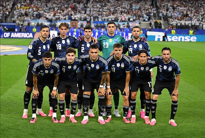 Đội hình xuất phát của đội tuyển Argentina. Ảnh: THX/TTXVN phát