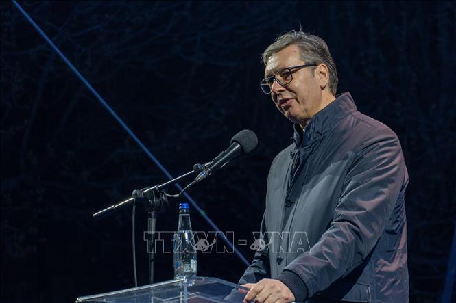 Tổng thống Serbia Aleksandar Vucic phát biểu tại một sự kiện ở Vranje. Ảnh: THX/TTXVN phát
