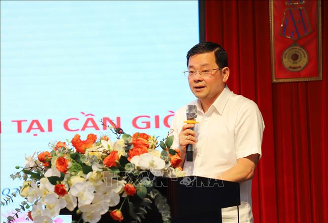 Giám đốc Sở Nông nghiệp và Môi trường Thành phố Hồ Chí Minh Nguyễn Toàn Thắng phát biểu chỉ đạo tại buổi lễ. Ảnh: Hồng Đạt - TTXVN