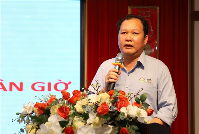 Giám đốc Ban Quản lý rừng phòng hộ, đặc dụng TP. Hồ Chí Minh Huỳnh Đức Hoàn phát biểu chỉ đạo tại buổi lễ. Ảnh: Hồng Đạt - TTXVN