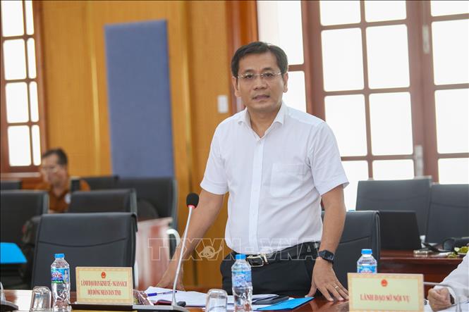 Phó Trưởng Ban Kinh tế - Ngân sách HĐND tỉnh Phạm Mạnh Hiếu tham gia ý kiến tại buổi giám sát. Ảnh: Giang Phương - TTXVN
