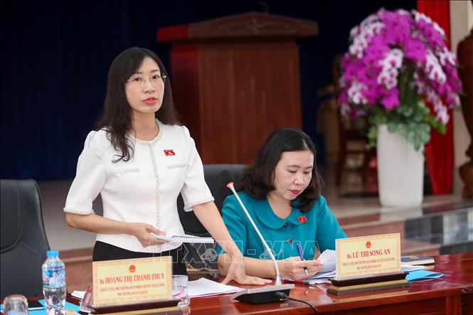 Phó Trưởng đoàn Đại biểu Quốc hội chuyên trách tỉnh Tây Ninh Hoàng Thị Thanh Thúy kết luận buổi giám sát. Ảnh: Giang Phương - TTXVN