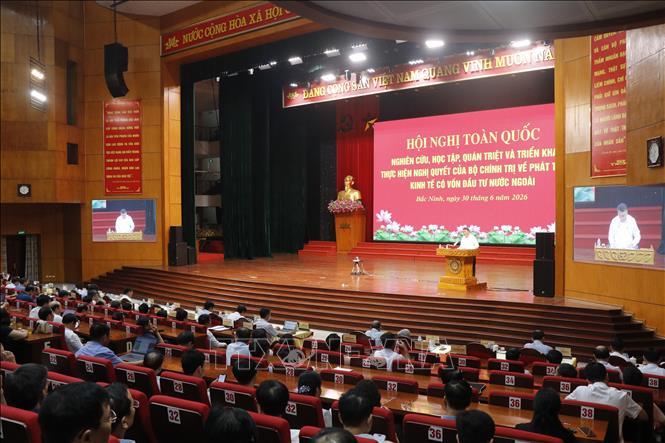 Toàn cảnh Hội nghị tại điểm cầu Trung tâm Hội nghị tỉnh Bắc Ninh. Ảnh: Thanh Thương - TTXVN