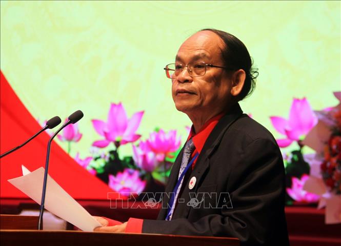 Ông Hà Văn Cát, Chủ tịch hội Chữ thập đỏ tỉnh Gia Lai khoá I, nhiệm kỳ 2026 – 2031, phát biểu tại Đại hội. Ảnh: Trịnh Bang Nhiệm - TTXVN
