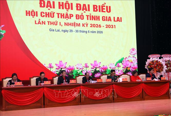 Đoàn Chủ tịch điều hành Đại hội. Ảnh: Trịnh Bang Nhiệm - TTXVN