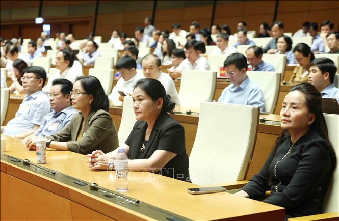 Đại biểu tham dự hội nghị tại điểm cầu Trung tâm - Hội trường Diên Hồng, Nhà Quốc hội (Hà Nội). Ảnh: Phương Hoa - TTXVN