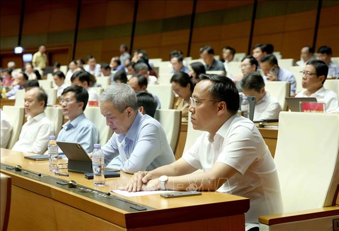 Đại biểu tham dự hội nghị tại điểm cầu Trung tâm - Hội trường Diên Hồng, Nhà Quốc hội (Hà Nội). Ảnh: Phương Hoa - TTXVN