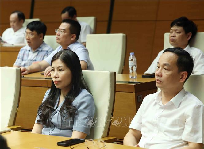 Đại biểu tham dự hội nghị tại điểm cầu Trung tâm - Hội trường Diên Hồng, Nhà Quốc hội (Hà Nội). Ảnh: Phương Hoa - TTXVN