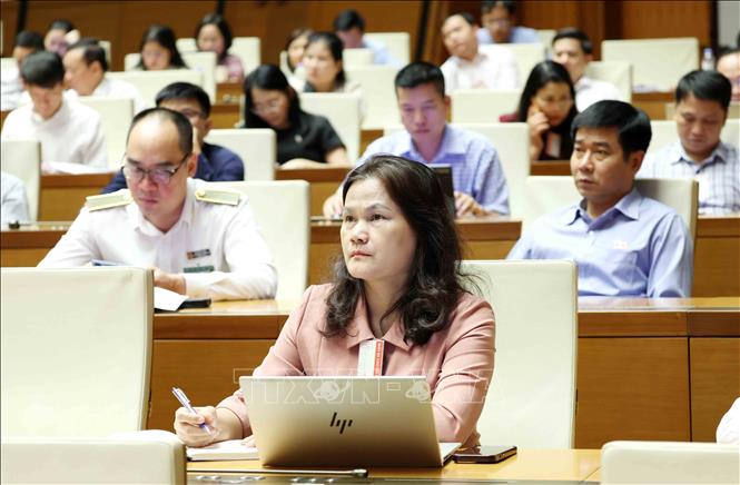 Đại biểu tham dự hội nghị tại điểm cầu Trung tâm - Hội trường Diên Hồng, Nhà Quốc hội (Hà Nội). Ảnh: Phương Hoa - TTXVN