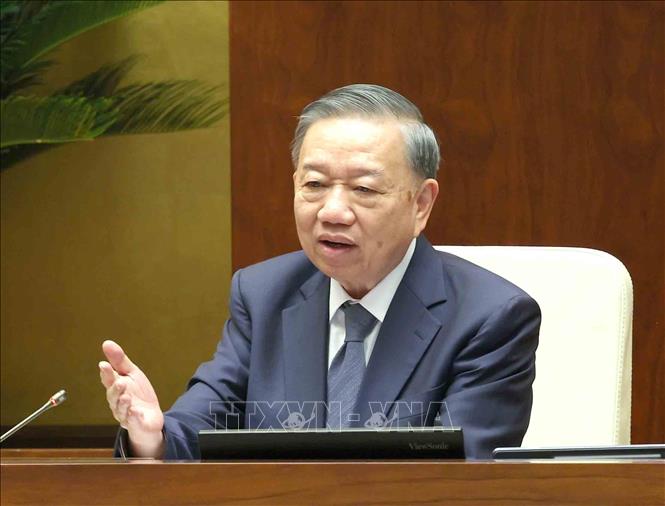 Tổng Bí thư, Chủ tịch nước Tô Lâm, Trưởng Ban Chỉ đạo Trung ương về phát triển khoa học, công nghệ, đổi mới sáng tạo và chuyển đổi số phát biểu. Ảnh: Phương Hoa - TTXVN