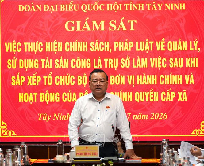 Phó Bí thư Tỉnh ủy, Trưởng Đoàn đại biểu Quốc hội tỉnh Tây Ninh ông Phạm Hùng Thái kết luận Hội nghị. Ảnh: Thanh Bình -TTXVN