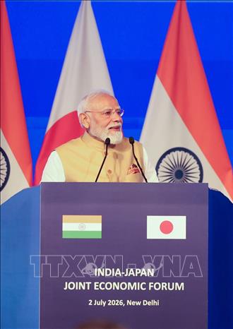 Thủ tướng Ấn Độ Narendra Modi phát biểu tại buổi lễ. Ảnh: Quang Trung - PV TTXVN tại Ấn Độ