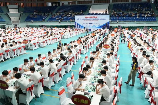 Quang cảnh các trận đấu tại Giải vô địch Cờ vua trẻ quốc gia năm 2026. Ảnh: Đồng Thúy - TTXVN