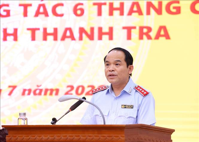 Tổng Thanh tra Chính phủ Nguyễn Quốc Đoàn phát biểu khai mạc hội nghị. Ảnh: Văn Điệp - TTXVN 