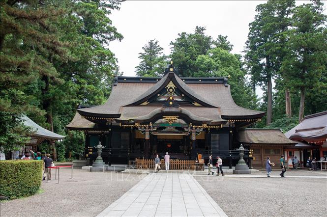 Điện chính đền Katori Jingu - một trong ba ngôi đền Thần đạo quan trọng và lâu đời nhất Nhật Bản. Ảnh: Xuân Giao - PV TTXVN tại Nhật Bản