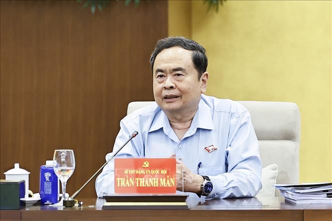 Bí thư Đảng uỷ Quốc hội, Chủ tịch Quốc hội Trần Thanh Mẫn phát biểu. Ảnh: Doãn Tấn - TTXVN