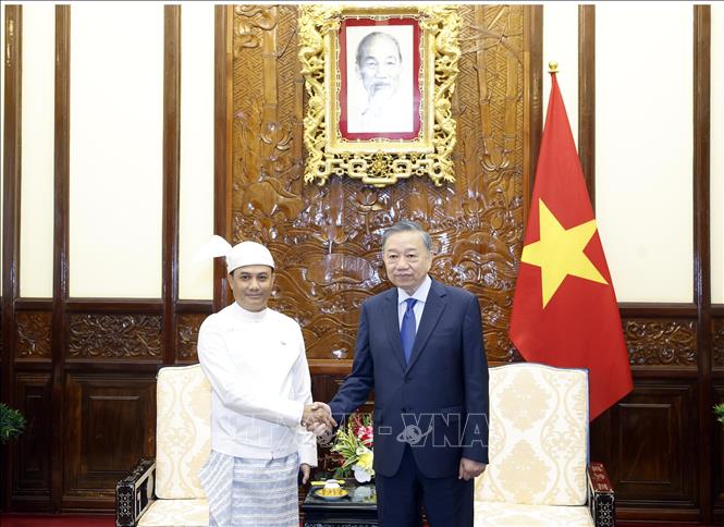 Tổng Bí thư, Chủ tịch nước Tô Lâm với Đại sứ Cộng hòa Liên bang Myanmar Wai Linn. Ảnh: Thống Nhất – TTXVN