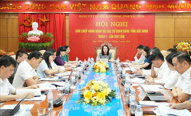 Hội nghị Ban chấp hành Đảng bộ các cơ quan Đảng tỉnh Bắc Ninh khóa I -  lần thứ 8. Ảnh: Đồng Thúy - TTXVN