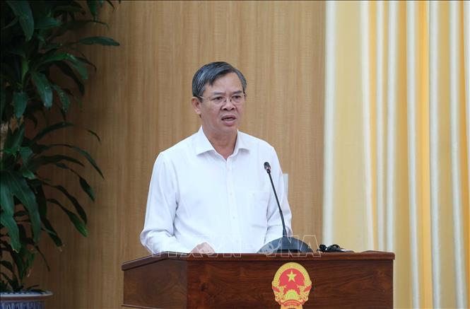 Chủ tịch UBND thành phố Cần Thơ Trương Cảnh Tuyên phát biểu tại Hội nghị. Ảnh: Thanh Liêm - TTXVN