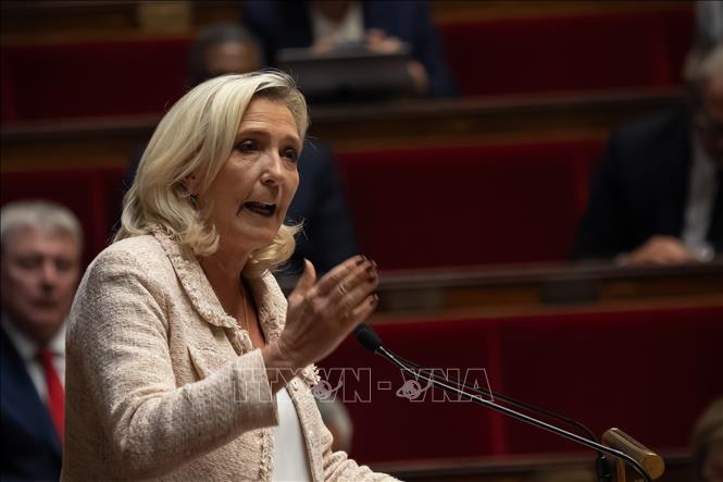 (Tư liệu) Bà Marine Le Pen phát biểu trước Quốc hội Pháp ở Paris ngày 8/9/2025. Ảnh: THX/TTXVN phát