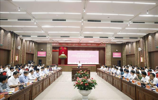 Tổng Bí thư, Chủ tịch nước Tô Lâm chủ trì cuộc làm việc với Thành uỷ Hà Nội. Ảnh: Thống Nhất – TTXVN 