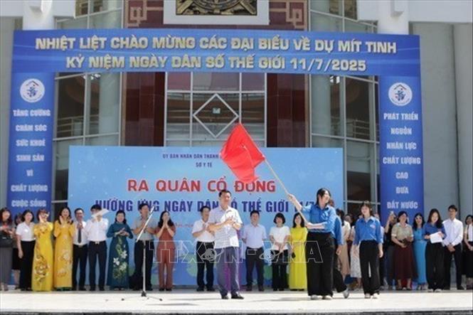 Ngày 8/7/2025, tại Trung tâm Văn hóa Thông tin và Thể thao Thanh Xuân, Sở Y tế Hà Nội tổ chức Lễ mít tinh kỷ niệm Ngày Dân số thế giới (11/7) với chủ đề 