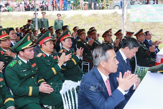 Các đại biểu đại diện cho lãnh đạo các cơ quan của Bộ Quốc phòng, Bộ Tổng Tham mưu, Tổng cục Chính trị dự Giao lưu hữu nghị Quốc phòng biên giới Việt Nam - Lào lần thứ ba. Ảnh: Trọng Đức - TTXVN