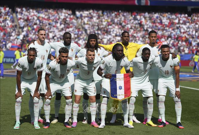Đội hình ra sân của tuyển Pháp gặp tuyển Maroc mở màn Tứ kết World Cup 2026. Ảnh: THX/TTXVN