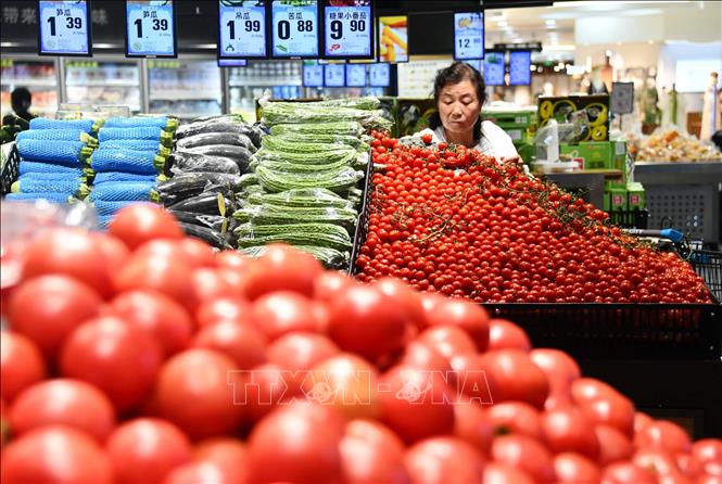 Người tiêu dùng mua sắm tại siêu thị ở Hà Nam, Trung Quốc. Ảnh: THX/TTXVN phát