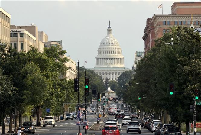 Một tuyến phố dẫn tới tòa nhà Quốc hội Mỹ tại thủ đô Washington D.C. Ảnh: Ngọc Quang – PV TTXVN tại Mỹ