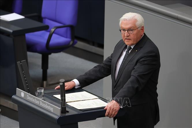 Tổng thống Đức Frank-Walter Steinmeier phát biểu tại một lễ kỷ niệm ở Quốc hội tại thủ đô Berlin. Ảnh: THX/TTXVN phát