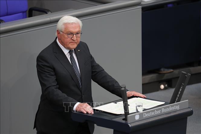 Tổng thống Đức Frank-Walter Steinmeier phát biểu tại một lễ kỷ niệm ở Quốc hội tại thủ đô Berlin. Ảnh: THX/TTXVN phát