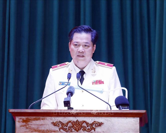 Thiếu tướng Nguyễn Thanh Trường, Cục trưởng Cục Cảnh sát Quản lý trại giam, cơ sở giáo dục bắt buộc, trường giáo dưỡng, Bộ Công an phát biểu. Ảnh: Thống Nhất – TTXVN