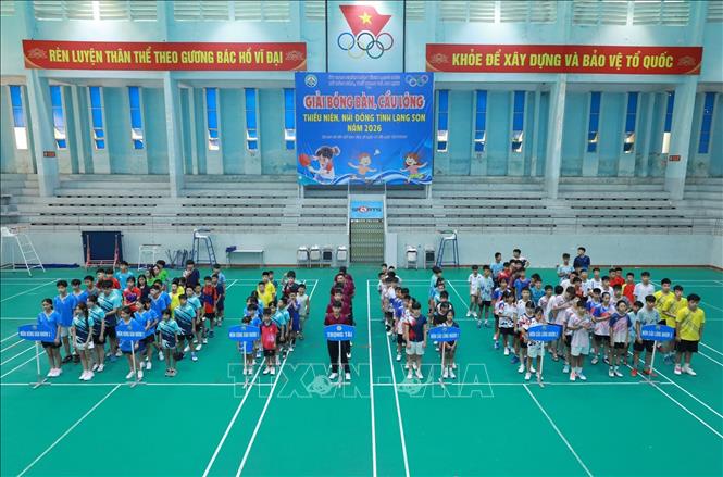 Khai mạc Giải Bóng bàn, Cầu lông Thiếu niên, Nhi đồng tỉnh Lạng Sơn năm 2026. Ảnh: Anh Tuấn – TTXVN