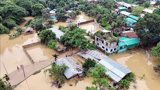 Cảnh ngập lụt tại Bandarban, Bangladesh, ngày 12/7/2026. Ảnh: THX/TTXVN phát