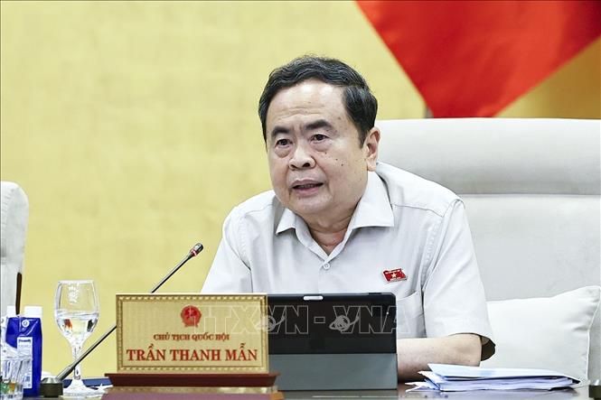 Chủ tịch Quốc hội Trần Thanh Mẫn phát biểu. Ảnh: Doãn Tấn - TTXVN