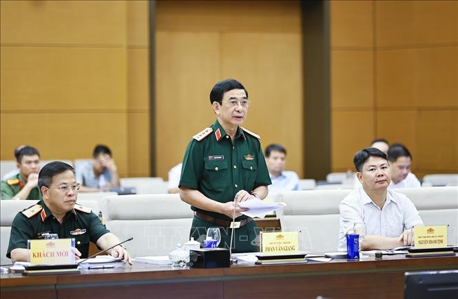 Đại tướng Phan Văn Giang, Phó Thủ tướng, Bộ trưởng Bộ Quốc phòng phát biểu. Ảnh: Doãn Tấn - TTXVN