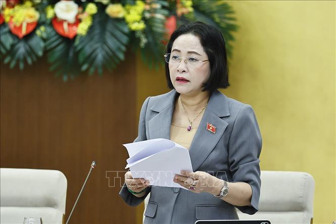 Phó Chủ tịch Quốc hội Nguyễn Thị Thanh phát biểu. Ảnh: Doãn Tấn - TTXVN