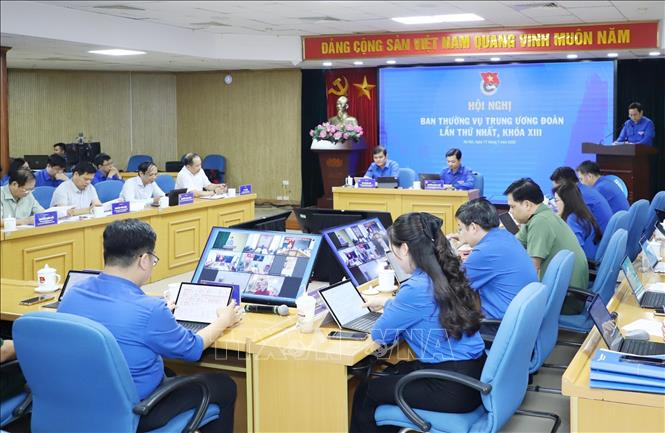 Quang cảnh Hội nghị Ban Thường vụ Trung ương Đoàn lần thứ nhất khóa XIII. Ảnh: Minh Đức – TTXVN