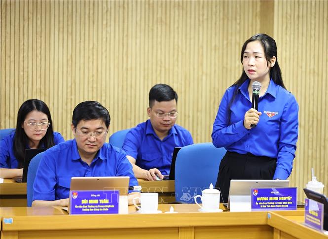 Đồng chí Dương Minh Nguyệt, Bí thư tỉnh đoàn, Chủ tịch Hội Liên hiệp thanh niên Việt Nam tỉnh Tuyên Quang phát biểu. Ảnh: Minh Đức – TTXVN