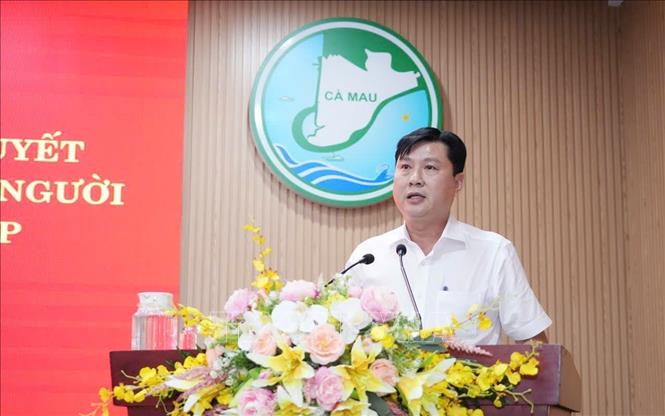 Chủ tịch UBND phường Bạc Liêu Lê Việt Xô phát biểu tại hội nghị. Ảnh: Tuấn Kiệt – TTXVN