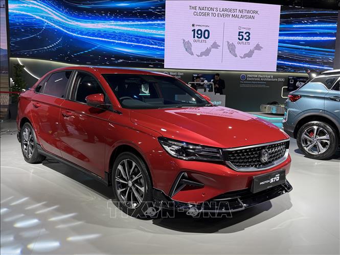 Xe ô tô điện được giới thiệu tại Triển lãm Kuala Lumpur International Mobility Show 2026. Ảnh: Thanh Bình - PV TTXVN tại Malaysia