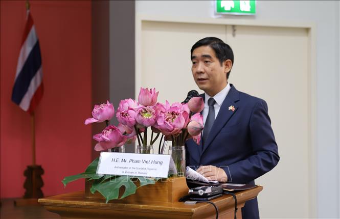 Đại sứ Việt Nam tại Thái Lan Phạm Việt Hùng phát biểu tại hội thảo. Ảnh: Đỗ Sinh – P/v TTXVN tại Thái Lan

