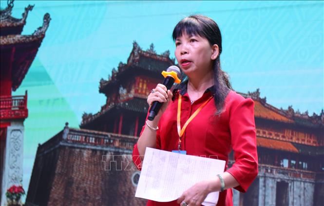 Bà Phạm Thị Kim Hoa, Phó Chủ nhiệm Ủy ban Nhà nước về người Việt Nam ở nước ngoài phát biểu. Ảnh: Văn Dũng-TTXVN