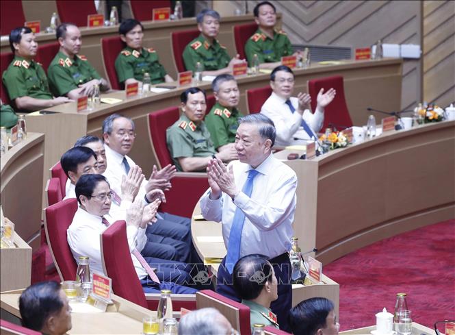 Tổng Bí thư, Chủ tịch nước Tô Lâm dự Gặp mặt kỷ niệm 64 năm Ngày truyền thống lực lượng Cảnh sát nhân dân . Ảnh: Thống Nhất – TTXVN