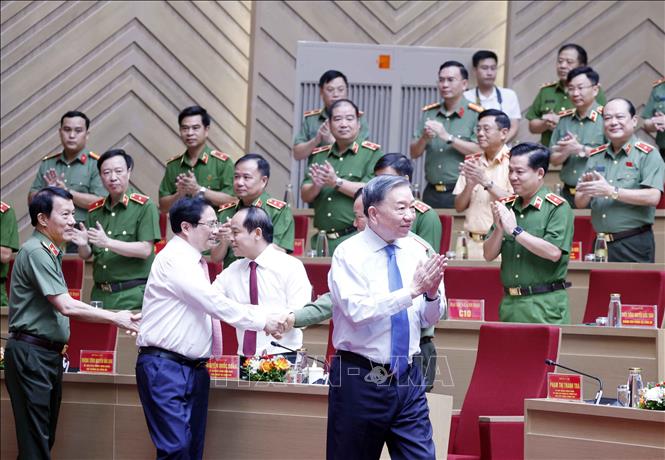 Tổng Bí thư, Chủ tịch nước Tô Lâm dự Gặp mặt kỷ niệm 64 năm Ngày truyền thống lực lượng Cảnh sát nhân dân . Ảnh: Thống Nhất – TTXVN